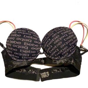 Bebe Black Laced Bra 38C Underwire